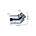 Miniatyrbilde 4 av 5: 1 rom hånddusj hånddusj dusj, 135 ° Elbage tilt dusjhodeadapter, messing dusjadapter, for universelt grensesnitt på 1/2 tomme dusj (krom