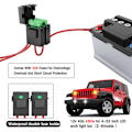 Miniatyrbilde 3 av 5: Kabelsett for LED-lysrampe, 480 W, 2 ledninger, 14 AWG, universelt LED-kabelsett med 12 V 40 A relé og to kontrollbrytere for å bytte mellom dif