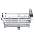 Miniatyrbillede 1 af 4: Multifunktionel automatisk drænende aluminiumsopvaskestativ med vandudløb (sølv + lysegrå chassis)