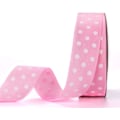 Miniatyrbillede 1 af 4: Polka Dot Trykte Grosgrain Bånd, Hvide Polka Dot Farvede Grosgrain Bånd til Gaveindpakning og Håndværk (Pink)