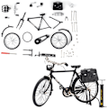 Miniatyrbild 2 av 5: Legering bilmodell, mini retro stil klassisk svart DIY monterad cykel leksak, simulering stil modell skrivbordsdekoration.