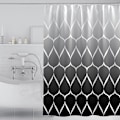 Miniatyrbillede 1 af 4: Bruseforhæng 180 x 180 cm, vandtæt og skimmelresistent polyester, bølgemønster, sort og hvid med farvegradient