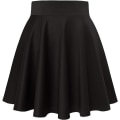 Pikkukuva 1 / 5: Musta, XL Retro Polyester Pliseerattu Luisteluhame Basic Mini/Midi/Avoin Hame