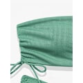Pikkukuva 4 / 4: Naisten 2-osainen bandeau-uimapuku, solmittava sivu, ribbineulottu bikinit, S