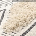 Miniatyrbilde 3 av 5: Tuftet bomullsmatte - Vaskbar med pompom - Vevd geometrisk teppe - Bohemsk teppe for vaskerom / soverom (Beige, 60\"
