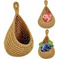 Miniatyrbillede 1 af 5: Hængende kurv Frugtkurv vægkurv Hængende 21x21cm Macramé frugtkurv vævet kurv blomster bage af frugtkurv tapet hængende grøntsag