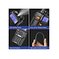 Miniatyrbillede 4 af 5: 1,5\" LCD 5W 144~146MHz / 430~440MHz Dual Band Walkie Talkie med 1 LED lommelygte Sort