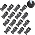 16 stk 20mm brede stroppspenner, sorte plastspenner, ryggsekkspenner, klipsespenner, egnet for spenne bagasjebåndsklips.