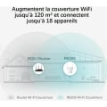 Miniatyrbilde 4 av 5: Hvit WiFi-repeater WiFi-forsterker, WiFi-utvider opptil 120㎡, kraftig wifi-repeater med en Ethernet-port, kompatibel med alle internettbokser