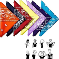 Miniatyrbillede 2 af 5: Bandanas (sorte), 12 stk. Paisley tørklæder, pandebånd, lommetørklæder til mænd og kvinder