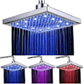 Miniatyrbild 1 av 5: LED-duschhuvud, 8 tum fyrkantig temperaturkontroll, 3 färgskiftande ABS kromfinish, 12 st LED-duschhuvud för badrum