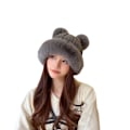 Miniatyrbillede 1 af 3: Kvinder Vinter Beanie Fluffy Strikket Kvinder Beanie Faux Fur Hæklet Skull Hat Varme Spand Udendørs Ørevarmere