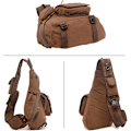 Miniatyrbild 3 av 5: (Brun) Unisex Bröstväska Canvas Axelväska Herrar Väska Snedväska Crossbody Väska Axelväska för Utomhus Gym Resor Camping Cykling Affärer