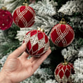 Miniatyrbild 4 av 5: 12-pack Sammetsjulgranskulor, julgransdekorationer - 80 mm/3,15\", gröna flockade hängande julgransprydnader, krossäkra julgranskulor i plast