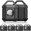 Miniatyrbilde 1 av 5: Vanntett Airtag nøkkelring etui, skru full deksel kompatibel med Apple Air Tag Tracker nøkkelringer 2-pakning (svart)