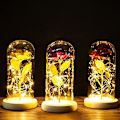 Miniatyrbillede 4 af 5: 24k guldfolie rose glasdæksel LED udødelig blomst