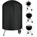 Miniatyrbillede 1 af 4: Trækulgrilldækken i træ, vandtæt og robust udendørs røgdækken, rundt grilldækken, egnet til de fleste trækulgrill - 27,5 x 27,5 tommer