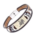 Miniatyrbillede 1 af 5: Taurus læderarmbånd i koeskindslæder, simpelt lille gave, rustfrit stål, pararmbånd