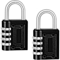 Miniatyrbild 1 av 5: Set med 2 hänglås 4-siffrig kod, Cadenas med kombination zinklegering Cadenas Kod för resväska för college gym flygplan (svart)
