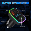 Miniatyrbilde 3 av 5: QC3.0 Bil MP3-Bluetooth Handsfree Play Bil FM-sender TYPE-C Bluetooth Dobbel USB Bil Lader