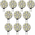 Miniatyrbilde 1 av 5: 10x G4 LED-pære DC 12V Ikke-dimbar Hvit 6000K Lyspære Erstatning 20W Halogenlampe for Kjøkken Bobil RV Tilhenger Båt