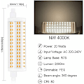 Miniatyrbilde 2 av 5: 20W 118mm R7s Dimbar LED-pære J118 dagslys 4000K 2200lm Dobbeltsidig spotlight tilsvarende 200W halogenpære for hjem, stue, balkong, Ho