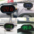 Miniatyrbilde 3 av 4: Klokke Digitalt Termometer Bil Voltmeter 4 i 1 Alarm Spenningsmonitor Klokke LCD Bakgrunnsbelysning 12/24 Timers Temperaturindikator Grønn