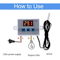 Miniatyrbild 4 av 5: XH-W3002 LED digital temperaturkontrollmodul, digital termostatbrytare med vattentät sond, programmerbar kyltermostat (110V-220V 1500W