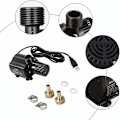 Miniatyrbillede 2 af 4: Havepumpe til springvand, USB-vandpumpe til have, amfibiepumpe med 2 messingdyser og USB-opladerkabel, dykkende minivandpumpe til dam