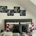 Miniatyrbild 2 av 5: 3D-effekt väggkonst, metalltrådsskulpturfigur par hängande målning, abstrakt canvas väggkonst, modern målning väggdekoration för sovrum/hem/kontor