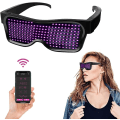 Miniatyrbillede 1 af 4: LED til mænd og kvinder Cyberpunk Light Up briller LED Bluetooth Rave briller Glow LED briller USB genopladelige med tekst Graffiti animation rytme for Ni