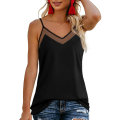 Miniatyrbilde 1 av 4: Sommer Tank Tops for Kvinner V Hals Spaghetti Stropp Camisole Løs Passform Ermeløse Skjorter（L Svart）