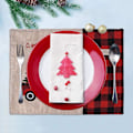 Miniatyrbillede 4 af 4: 6 stk. Jule Buffalo Plaid Dugunder Farmhouse Rød Lastbil Ferie Bord Dugunder, Bomuld Linned Rød og Sort Buffalo Check Dugunder til Spisebord C