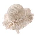Miniatyrbild 3 av 4: Liten flicka halmhatt UPF 50 Barn Sommar Strand Packable Strandhattar Toddler Flickor Söta Floppy Bowknot Hinkhattar