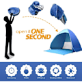 Miniatyrbillede 5 af 5: Udendørs Instant Pop-up Strandtelt, Bærbar Strandtelt, Automatisk, Vandafvisende, Nem at Opsætte, Velegnet til Familie, Picnic, Camping (Blå)