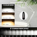 Miniatyrbilde 2 av 5: LED skrivebordslampe, sammenleggbar arkitektlampe med klyper, 10 lysnivåer x 3 fargemoduser, justerbar bordlampe, øyebeskyttelse, 5V/2A denne adapteren
