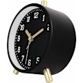 Miniatyrbillede 4 af 5: Klassisk sort metal moderne lydløs analog alarmur med simpelt dekorativt lys til soveværelsesseng 11cm