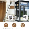 Miniatyrbilde 5 av 5: 2 stk gassfjær laget av ABS og sinklegering 200N holdbar kjøkkendørsfjær Anti-Rust gassdempere med 5 skruer Maksimal vinkel 150 grader for løfting K