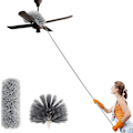 Miniatyrbild 1 av 5: Mikrofiber teleskopisk dammvippa för spindelnät - borste för högt i tak - Randig resistent - tvättbar, hopfällbar - 250cm - Städverktyg för hemmet