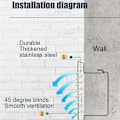 Miniatyrbillede 5 af 5: 100 mm ventilationsrist i rustfrit stål med skruer og ankelbeskyttelse mod lamelvejr med myggenet og sløjfe til rund luftudsugning