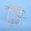 Miniatyrbillede 2 af 5: 100 stk. Organzaposer (9 * 12 cm) Sukkerpose Smykkeposer Slikposer Stjerne Måne Mønster Hot Printing til Fest Bryllup Slik Chokolade Jul Fødselsdag