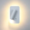 Miniatyrbilde 1 av 5: LED-vegglampe, nattbordslampe med bryter, justerbar spot for soveromsbelysning, varmt lys 13W--Hvit