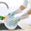 Miniatyrbillede 5 af 5: Dobbelt Stavet Blå, S-Dobbelt Farve Husholdningsrengøring Opvask Handsker Køkkenbørste Skål Vask Klud Tynd Gummi Holdbar Vandtæt Plast Th