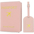 Miniatyrbild 1 av 5: 2 bagageetiketter Passfodral (rosa), 1 passfodral och 1 bagageetikett, PU-läder bagageetikett för reseskydd för pass och resväskor