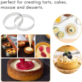 Miniatyrbillede 4 af 5: 10 stk runde ringe med huller i rustfrit stål frugtform med huller quiche mousse kage fransk dessert bageform 10cm