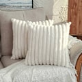 Miniatyrbilde 3 av 5: Pute og putetrekk Sett med 2 dekorative putetrekk i Falsk Pels Faume i uklare striper Svette putetrekk for sofa soverom 50 x 50cm