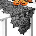 Pikkukuva 2 / 4: Halloween-pöytäliina, musta pitsi hämähäkkiverkko pöytäliina halloween-pöytäkoristeluun, pelottava pöytäliina halloween-juhlan pöytäkoristeluun