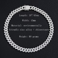 Miniatyrbilde 5 av 5: Herre Cuban Link Chain Iced Out Miami Cuban Link Halskjede Gull Sølvbelagt Halskjeder Diamantkjede Bling Bling Hip Hop Smykker Sølv
