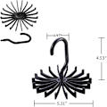 Miniatyrbilde 2 av 5: 6 stk roterende kleshengere for skjerf slipsstativ roterende kleshengere slipsstativ for slips sklisikker klesstativ 20 plast kroker holder hvit svart