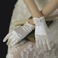 Miniatyrbilde 1 av 5: Jenteprinsessehansker, brudehansker, nydelige satengkjolekostymehansker, ensfargede formelle hansker for damer bryllupsbankett te-selskap